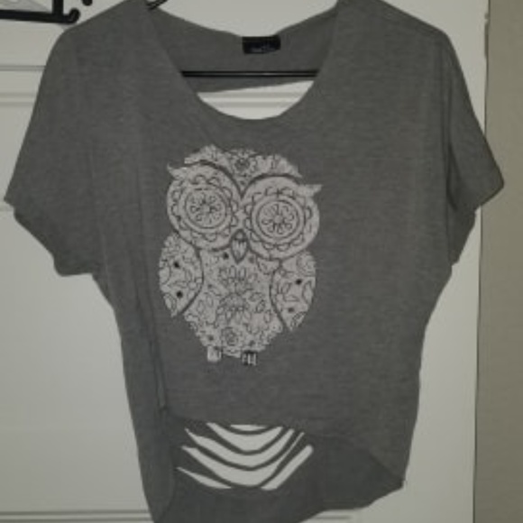 Owl Cut-Out Crop Top - Picture 1 of 2